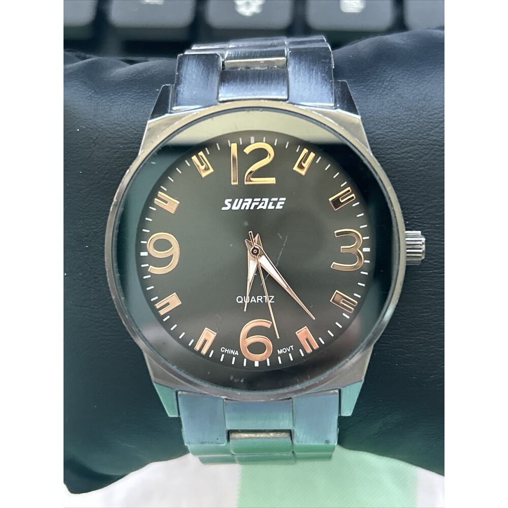 Surface Dark Silver Tone Rose Gold Indices Men’s Quartz Watch